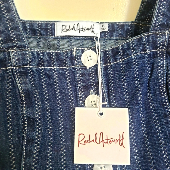 NWT Rachel Antonoff Striped Denim Pinafore Style Button Up Dress - Picture 3 of 5